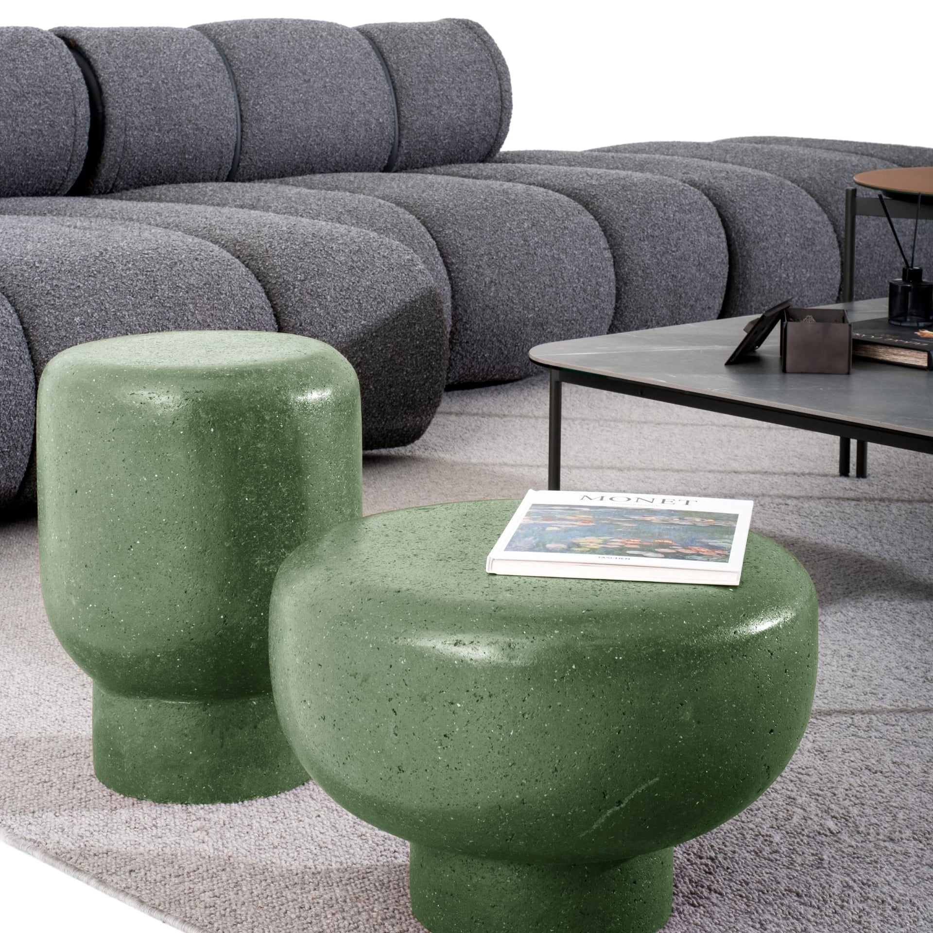 Pari Green Grüner Beton Design Hoher Beistelltisch
