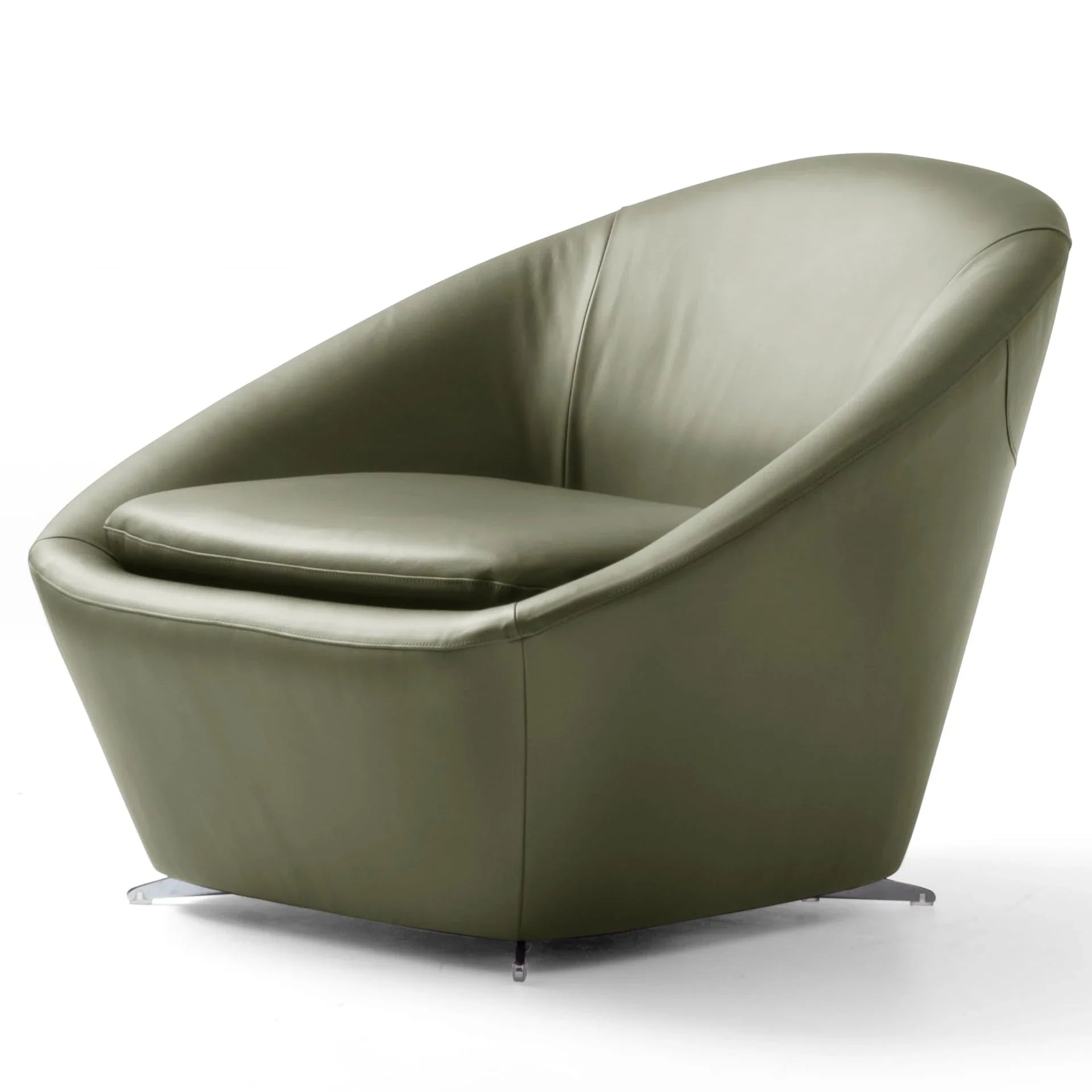 Tao Green Grüner Leder-Sessel mit weicher Polsterung