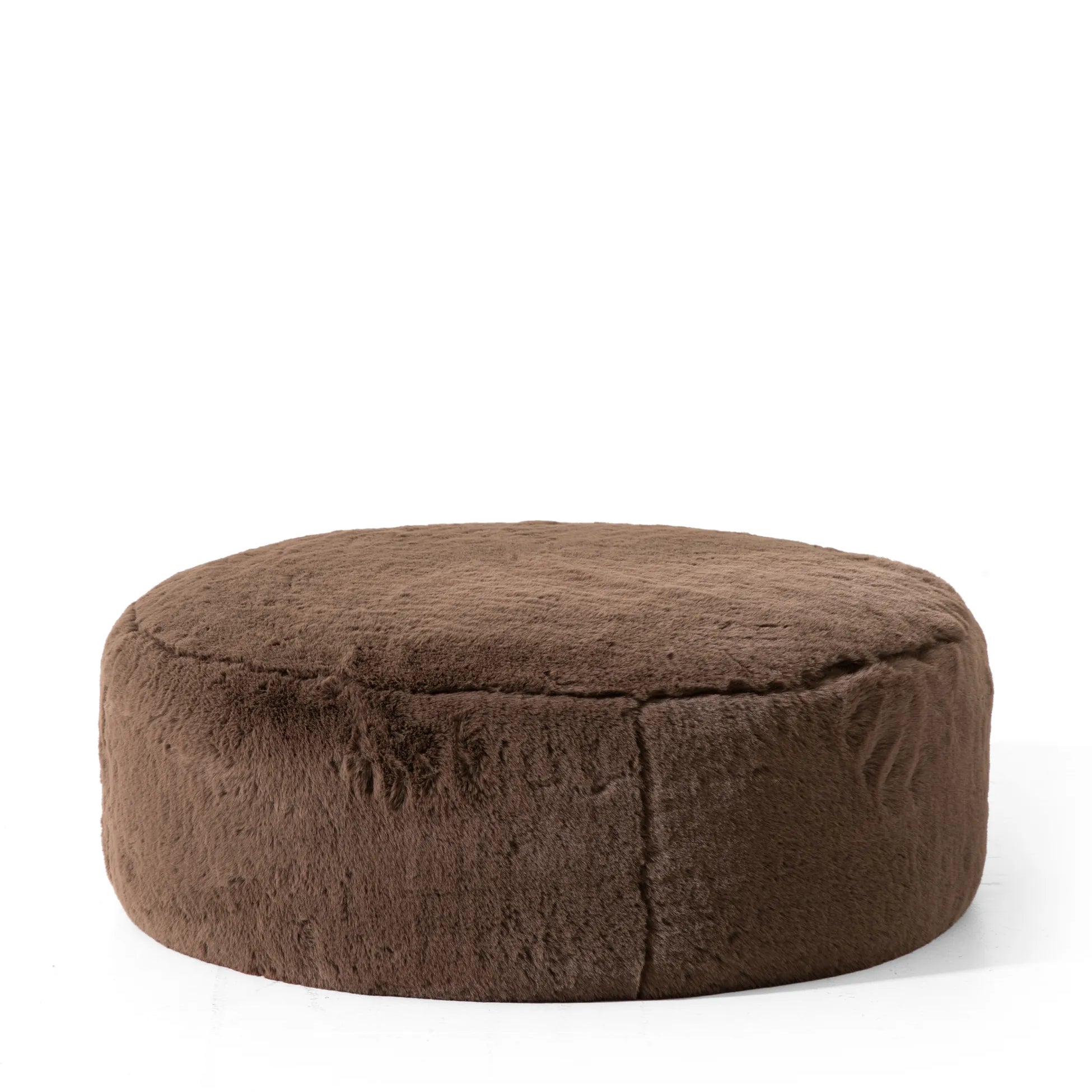Runder Mocha Pouf mit Plüschstoff
