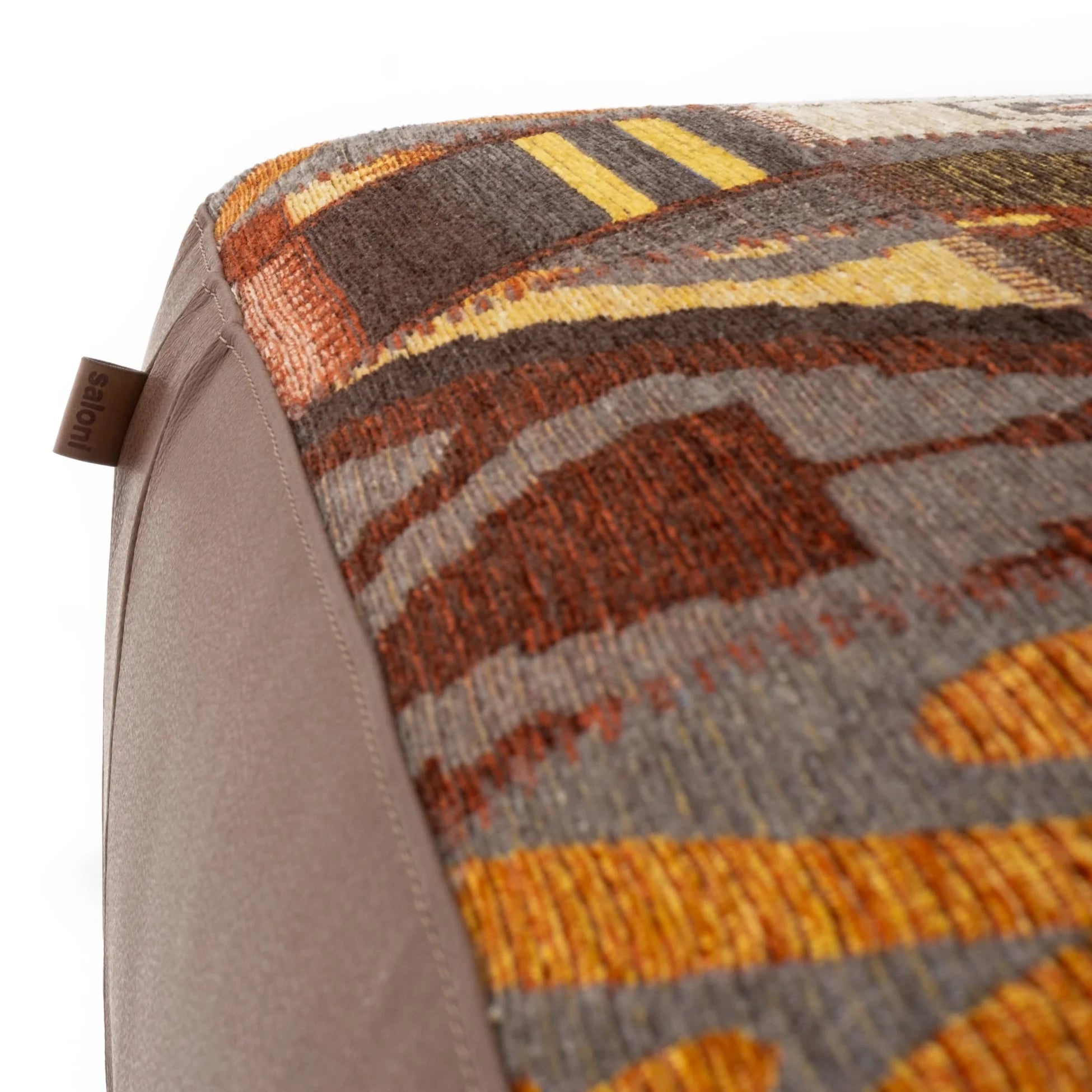 Samba Marakech Quadratischer Leder-Pouf mit traditionellem Muster